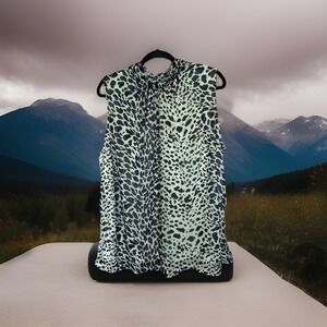 Worthington Women's Plus 3X Sleeveless Mock Neck Animal Print Blouse NWT $40